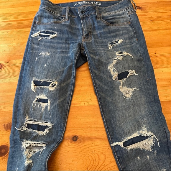 American Eagle outfitters Super Stretch Super Low Legging Ripped Raw Edges 6 - Picture 4 of 13